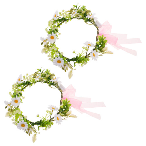 2pcs Light Up Flower Crown Glowing Daisy Fairy Headband