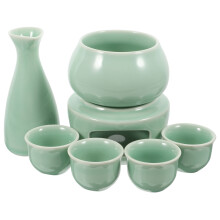 1 Set Ceramic Japanese Sake And Cups With Warmer