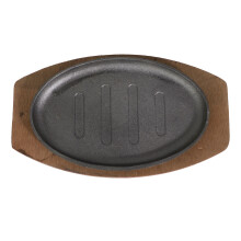 Steak Griddle Plate Camping Cast Iron Skillet Fajita Frying With Tray