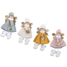 4St Kerstboomhanger Stoffen Engelen Pop Ornament in Diverse Kleuren