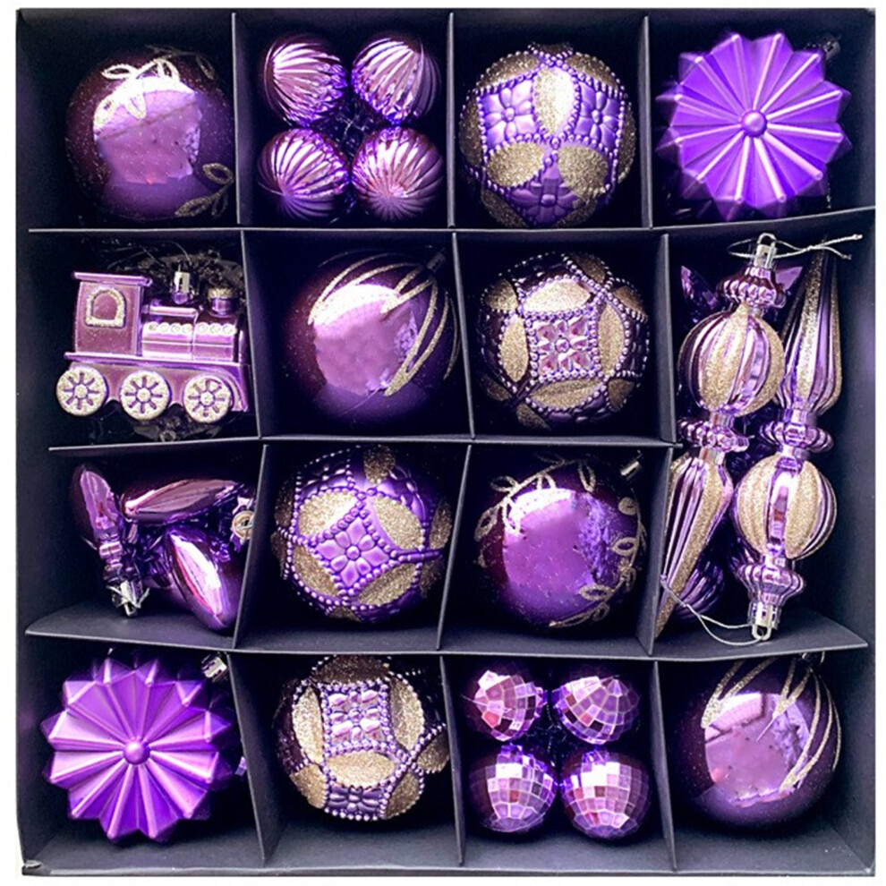 Gr8 Home Purple 60 Piece Hanging Christmas Tree Baubles