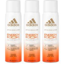 3 x Adidas 24H Compressed Deodorant 100ml - Energy Kick (Mandarin)