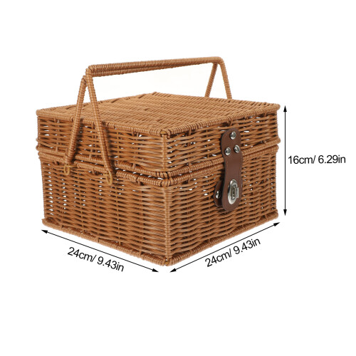Handle Woven Korb Tragbarer Eiablagehalter Picknickkorb Mit 1