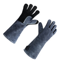 1 Paar Hitzebeständige Ledergrillhandschuhe 16 Zoll Grau