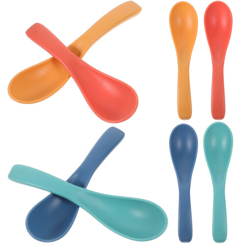 8 weizenstroh-löffel, portable - und abendessenslöffel