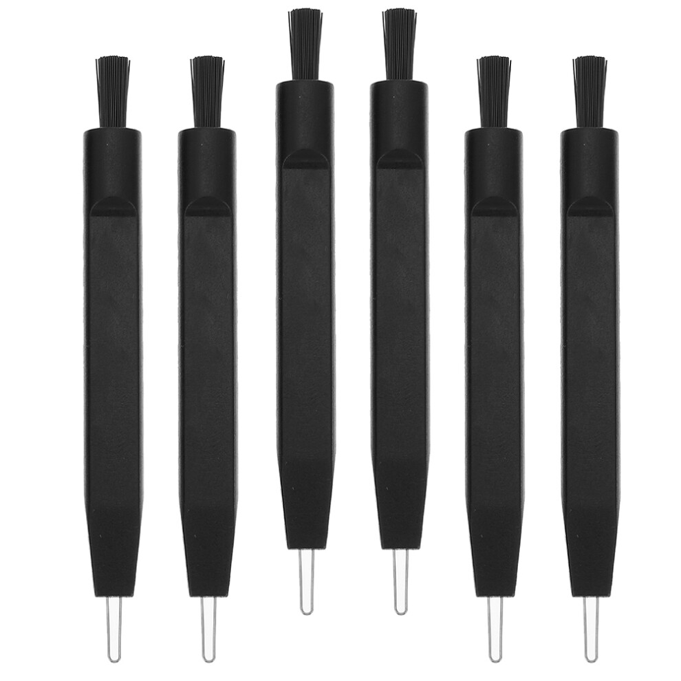 Villcase Black 6Pcs Nylon Hearing Aid Cleaner Brushes For Earwax Dirt Removal