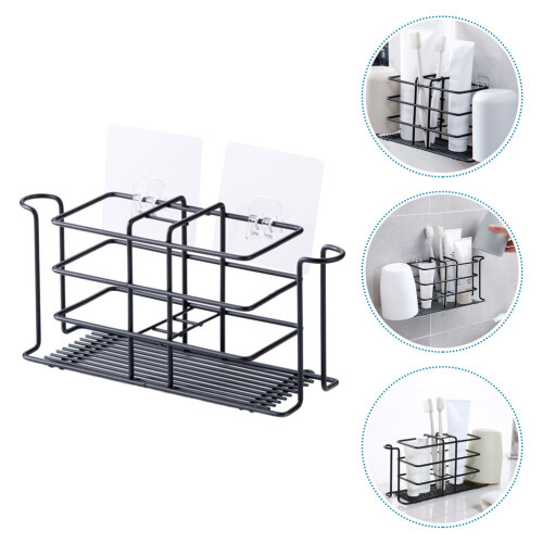 Sturdy Storage Holder Black Iron For Bathroom And Kitchen Use 2