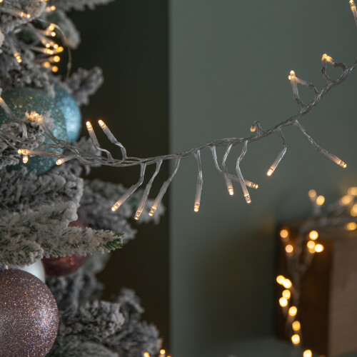 Premier 9.3m 720 LED Christmas Cluster String Lights with Timer in Warm White on Clear Cable 1