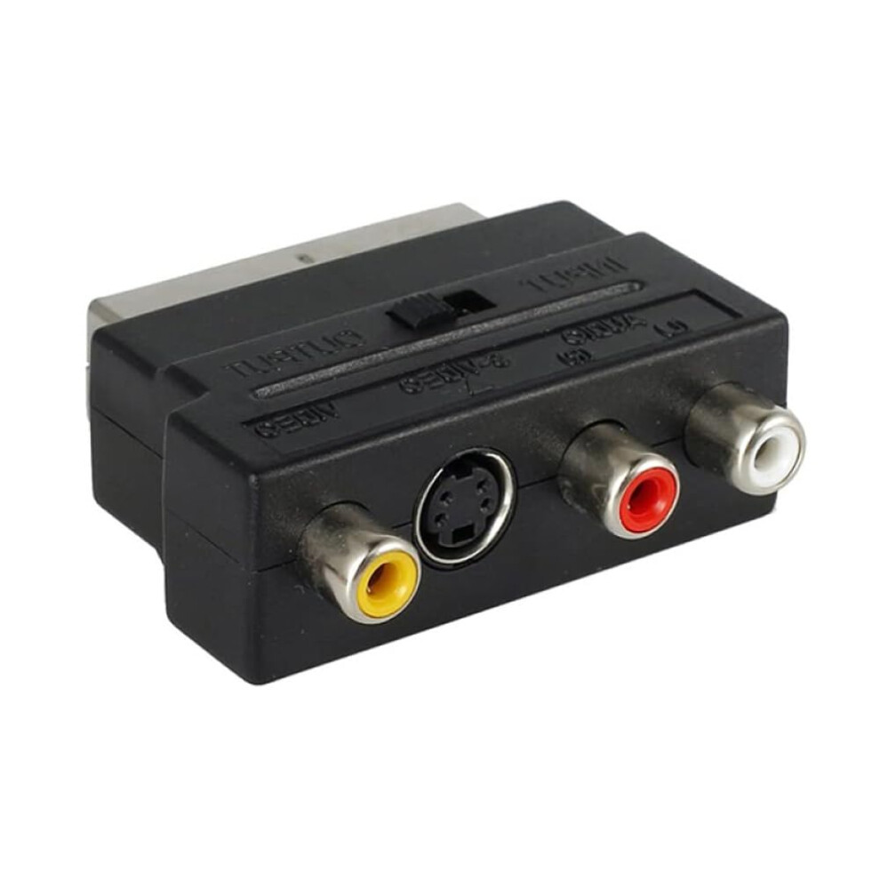 Adapter, Scart Male To 3 RCA Female S-Video Adapter Switchable Convertor Box For TV VCRs DVD (Black) SCART To 3 RCA Convertor-image-OPC-PKVJYR9-NEW