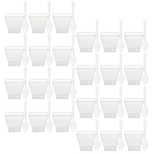 60 Sets Transparante Dessertbeker Voor Feest Pudding Cupcake Met