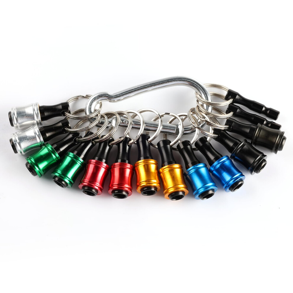 1/4 Inch Hex Shank Aluminum Alloy Screwdriver Bits Holder Extension Bar For Handheld Drivers With Carabiner Keychain 9393856102143