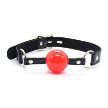 SM Adult Sex Toy Soft Silicone Leather Mouth Plug With Lock Key, Flirting Prop BDSM Binding Accessory, Black Red