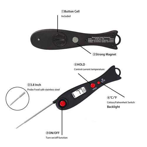Instant Read Digital Folding Thermometer LCD For Meat Cooking 1