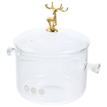 High Borosilicate Glass Stockpot With Elk Design Lid And Double Handle
