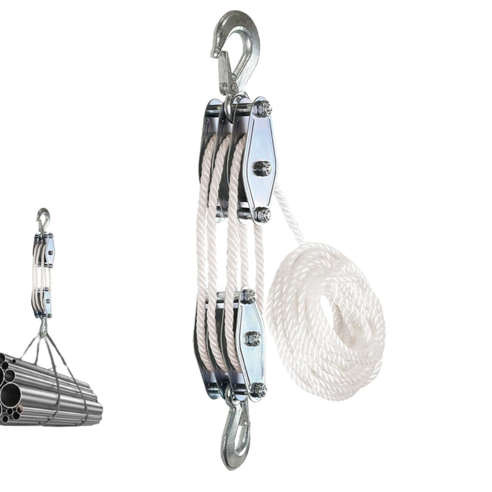 Pulley System Block And Tackle, Garage Pulley, 6:1 Lifting, 2200 Lbs Breaking Force, Heavy Duty Animal Husbandry 9016109200693