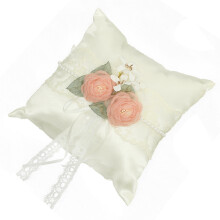 5Stk. Weißes Ringkissen Für Hochzeit Mit Blumen, Ringhalter