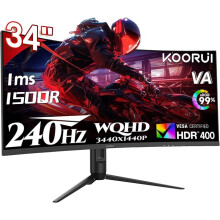 34 inch Ultrawide Curved Gaming monitor,UWQHD (3440x1440P), 240Hz, 1ms MPRT, 1500R,Adaptive-Sync,VESA,DP,HDMI,PS5