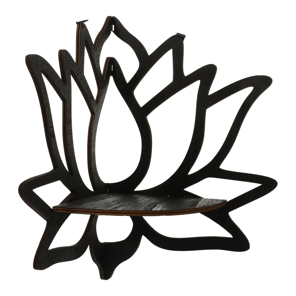 Wall Corner Shelf Crystal Lotus Wooden Floating Shelf 3333471163606