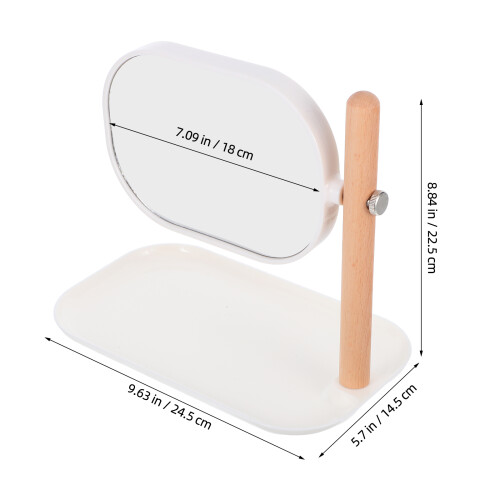 Oval Rotating Makeup Mirror With Tray For Dressing Table 1