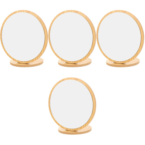 4Pcs Wooden Makeup Mirror Desktop Foldable Cosmetic Mirror 2