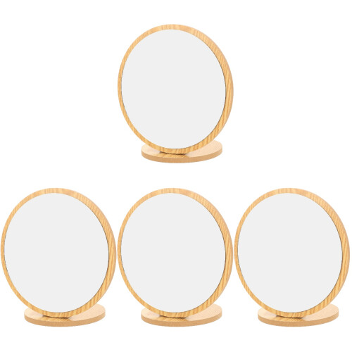 4Pcs Wooden Makeup Mirror Desktop Foldable Cosmetic Mirror 1