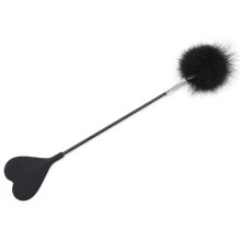 Heart-Shaped Adult Fun Feather Racket One Size Black Leather And Feather SM Flirting Prop Toy