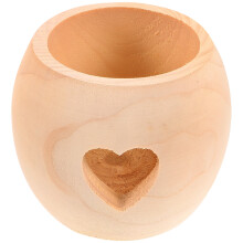 Unique Wooden Candle Holder Khaki Heart Shape Romantic Table Stand