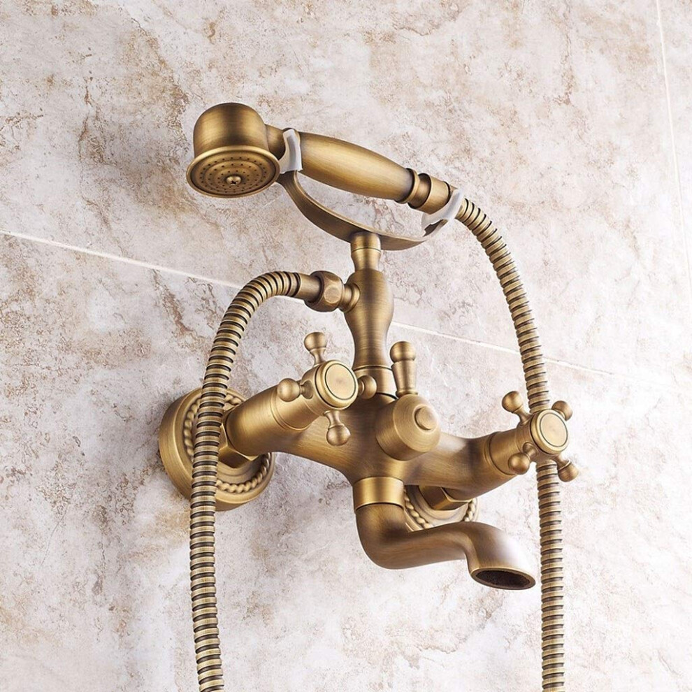 Luxury Brass Bath Faucets Shower Column With Cross-Handle Handheld Shower Head Easy To Install Shower Set 9354506060725
