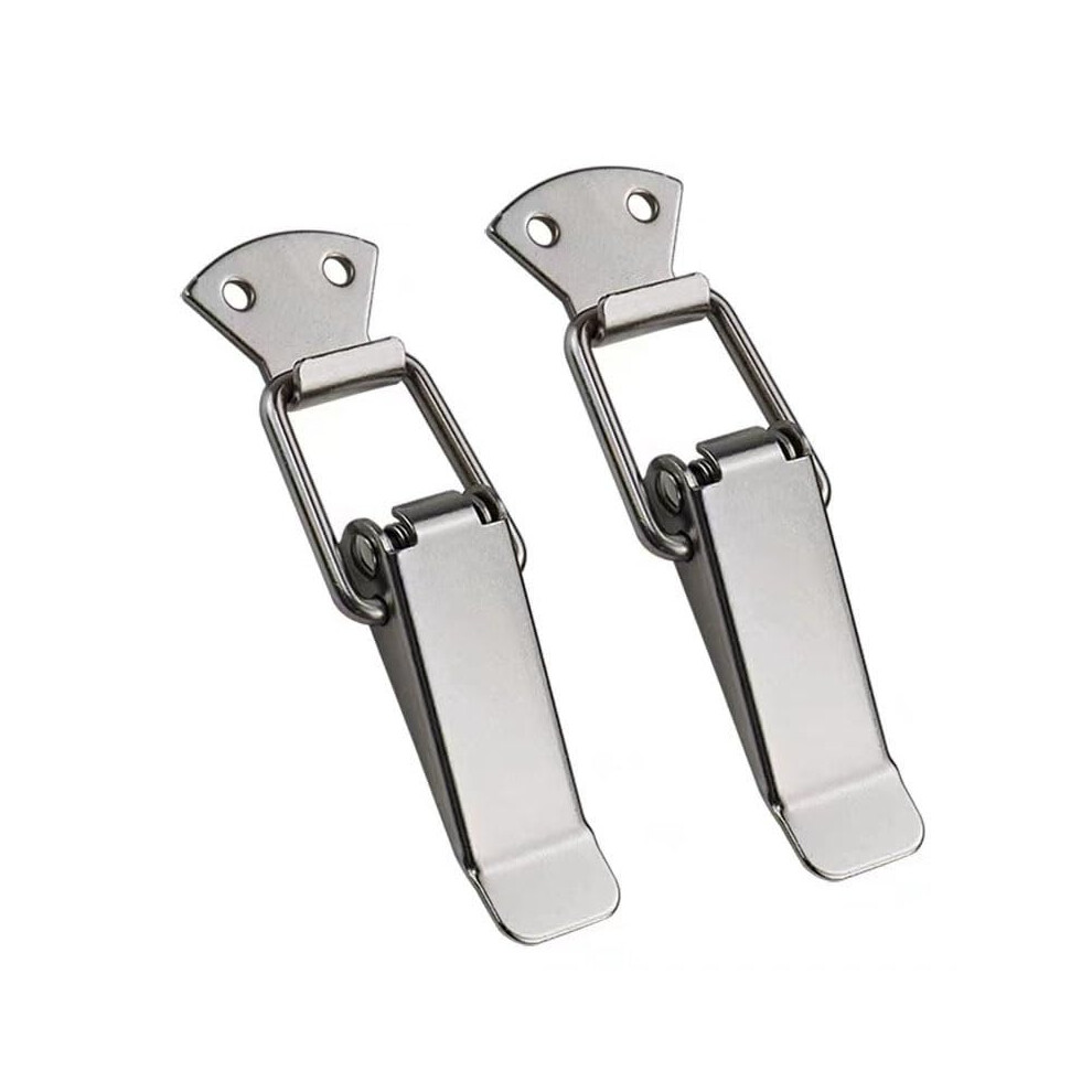 Iron Nickel Adjustable Toggle Clamp Duckbill Hasp Lock, Spring-Loaded Latch, 47.5Mm, 2-Pc Set For Luggage And Wooden Case 9354506061401