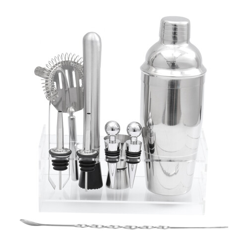 12 Cocktailshaker Set Mit Mischlöffel Eiszange Acrylbasis