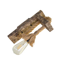 Wood Hemp Rope Wandlampe Holz Betttischleuchte Schlafzimmer E27 220V