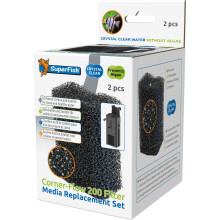 Superfish Corner-Flow 200 Replacement Aquarium Filter Media Set Foam Fish Tank Maintenance Algae Remover