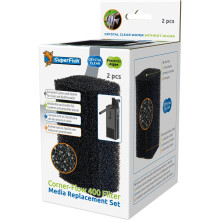 Superfish Corner-Flow 400 Replacement Aquarium Filter Media Set Foam Fish Tank Maintenance Algae Remover