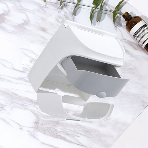 Wall Mounted Roll Paper Holder Waterproof Light Grey 1