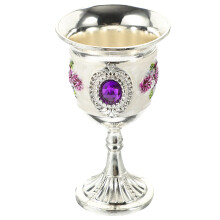 Inlay Zinc Alloy Wine Goblet Carved White Liquor Glass Stem Cup