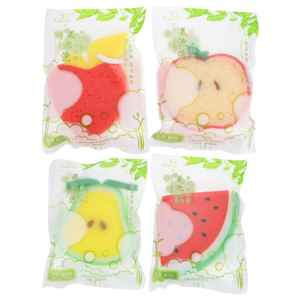 4Pcs Children Fruit Shaped Bath Sponge Balls For Home Light Villcase