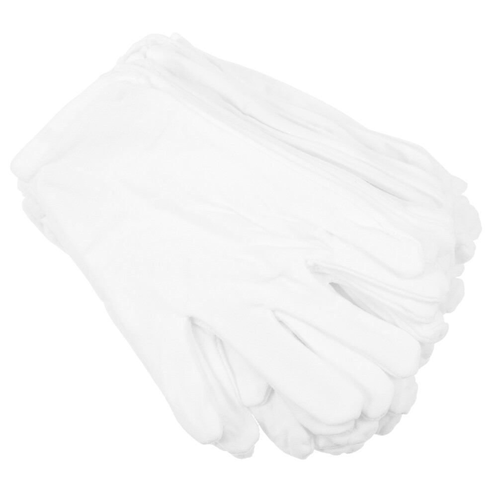 12 Pairs White Cotton Gloves Washable Elastic Watch Checking-image-OPC-PKVMGMW-NEW