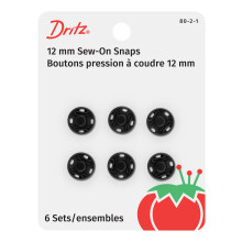 Dritz 80-2-1 Druckknpfe zum Aufnhen, Schwarz, Gre 2, 6 Stck