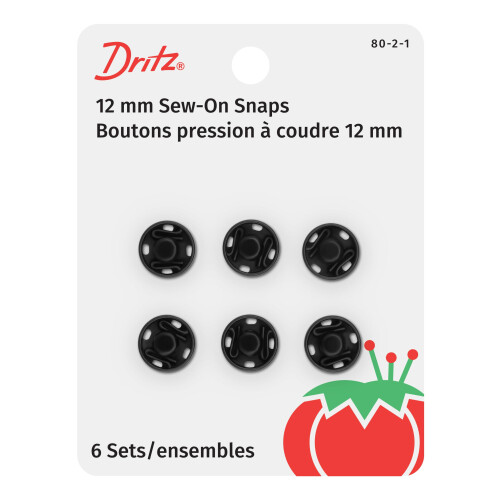 Dritz 80-2-1 SEW-ON SNAPS Sort st?rrelse 2 6-t?lling