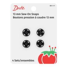 Dritz 80-3-1 Druckknpfe zum Aufnhen, Schwarz, Gre 3, 4 Stck