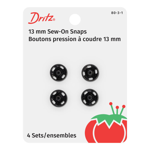 Dritz 80-3-1 SEW-ON SNAPS Sort st?rrelse 3 4-t?lling