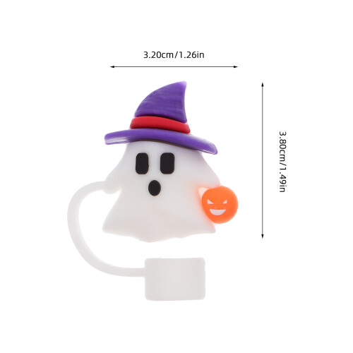 6Pcs Halloween Straw Toppers, Witch Ghost Spill-Proof Cup Caps 1