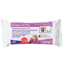 Sculpey Air-Dry White, non tossico, barretta di argilla secca all'aria da 2,2 libbre, ideale per modellare, scolpire impronte di mani per le vaca