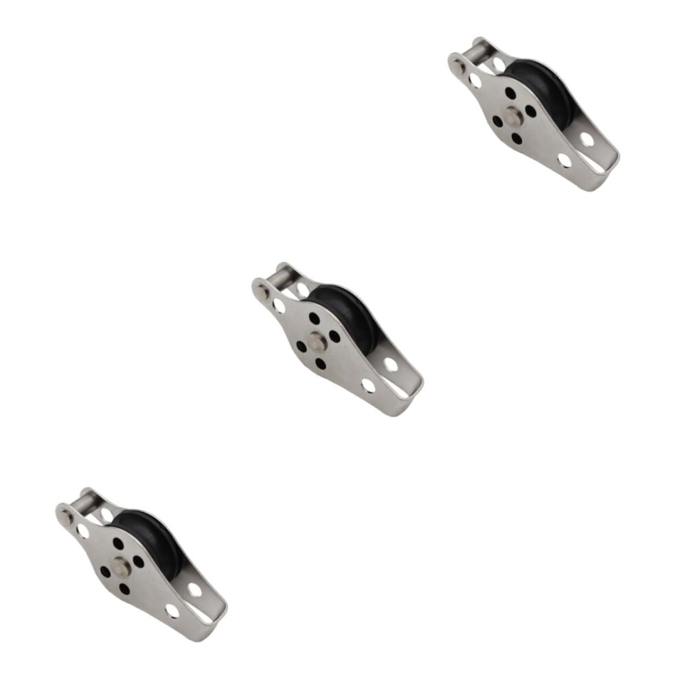 Single Pulley 3-Pack Stainless Steel Heavy-Duty Lifting Wheel For Weight Support And Corrosion Resistant Uses 9393856104178