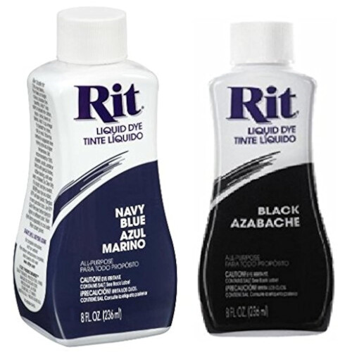 Rit Υγρή Μπογιά Μαύρη 8 Oz & Rit Υγρή Μπογιά Υφασμάτων, 8-Ουγγιών, Ναυτικό Μπλε (1)
