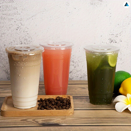 100Pcs, 16oz Clear Smoothie Cups with Flat Lids 2