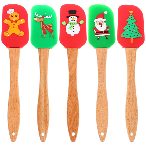5Pcs Household Baking Spatulas Christmas Cream Tools Mixed Style