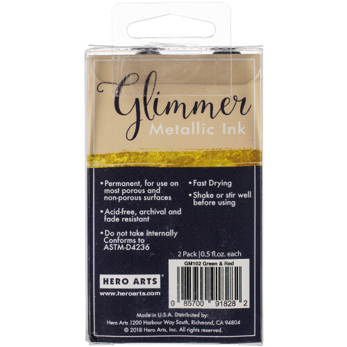 Hero Arts GLIMMR Μεταλλικά Μελάνια RE, 15 ml, Πράσινο & Κόκκινο 2