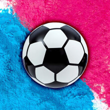 Ballon de football rvlateur de genre avec poudre rose et bleue