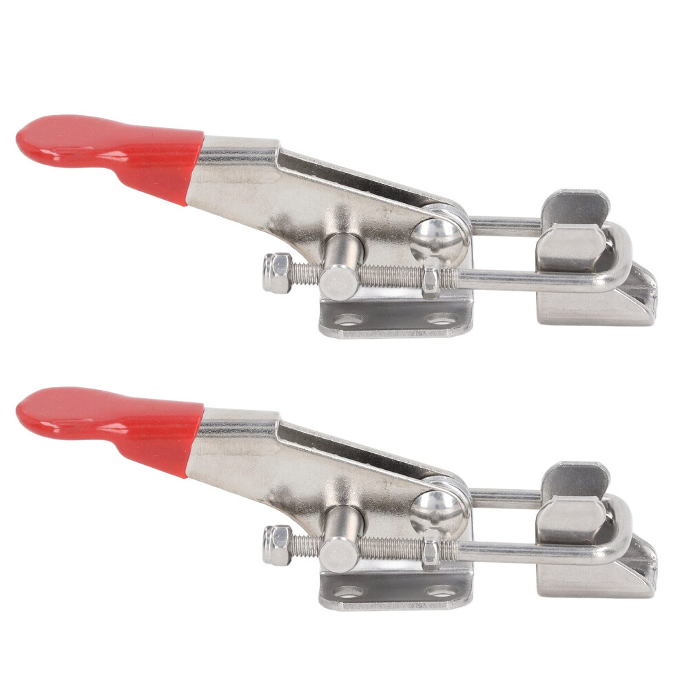 Adjustable Toggle Clamp Pull Latches Set 400Lbs Capacity - Safe Locking, Automotive And Fixture Assembly, - Silver/Red 9393856104734
